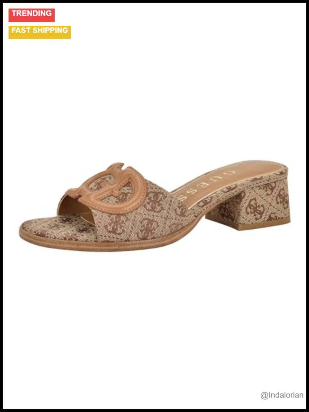 Womens Textile/Faux Leather Block Heel Slide Sandals Slip On Open Toe